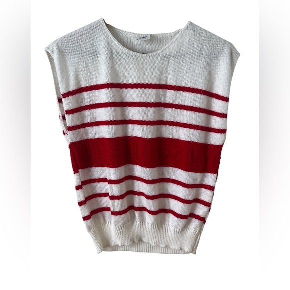 SWEATER BAZAAR Sweaters - SWEATER  BAZAAR  USA Red White Knit Sailboat Nautical Size Medium